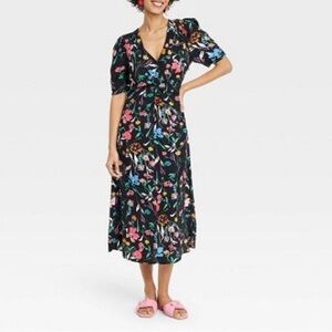 A New Day black midi dress with bright florals